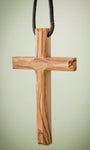 Pendant-Olive Wood-Medium Plain Cross (4″)