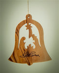 ORNAMENT-OLIVE WOOD-BELL WITH NATIVIY