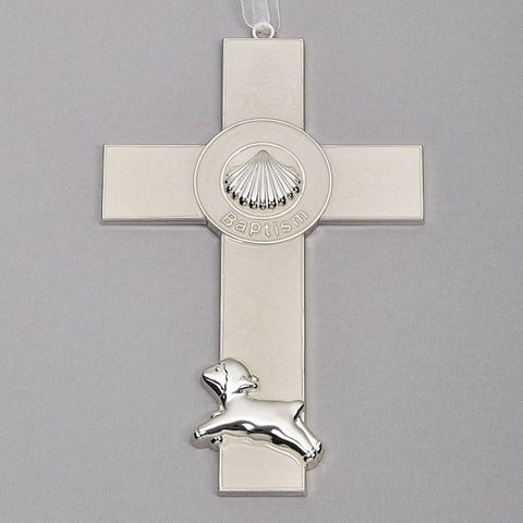 BAPTISM WALL CROSS WITH LAMB/SHELL