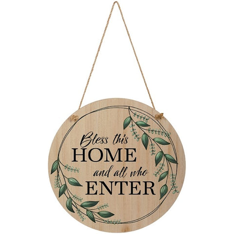 BLESS THIS HOME ROUND HANGING PLAQUE