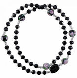 Black Genuine Crystal Twist Rosary Bracelet - 4mm