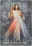 27" DIVINE MERCY WOOD PLAQUE- LARGE