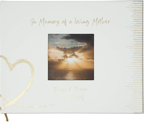 Memorial Guest Book with Picture Frame-Gold MOTHER