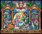 PUZZLE STAINED GLASS NATIVITY 30" X