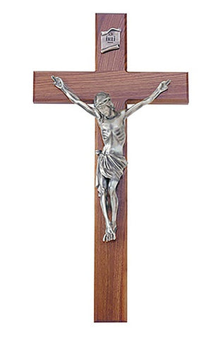 34" CRUCIFIX TRAD WALNUT W/ANTIQUE