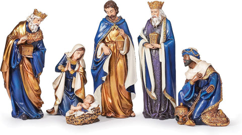 6 PC BLUE ROBE NATIVITY SET