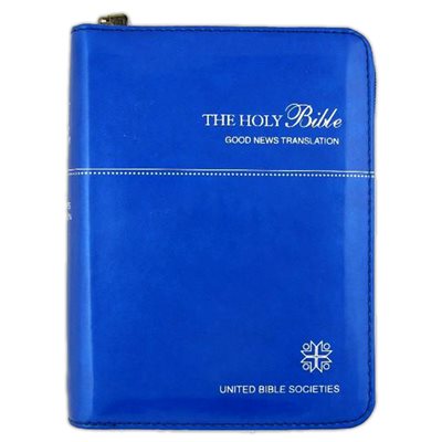 BIBLE GOOD NEWS Compact IMITATION LEATHER Blue ZIPPER