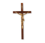 13" CRUCIFIX WALNUT W/ PEWTER CORPUS