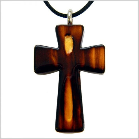 Necklace Pine Wood Cross Burned 9H