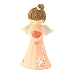 Angel Figurine Peach With Heart Resin