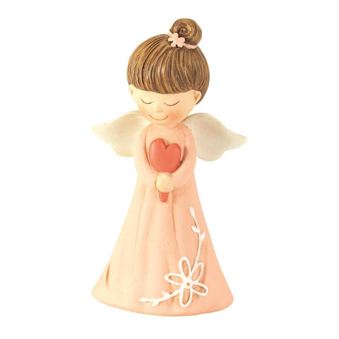 Angel Figurine Peach With Heart Resin