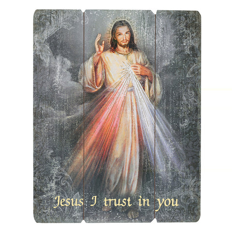 15" DIVINE MERCY WOOD PALLET PLAQUE