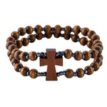 DOUBLE WOOD CROSS BRACELET