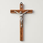 Burled Wood Crucifix 10"