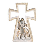 NATIVITY SET 1 PIECE CROSS WITH HOLY FAMILY 9" RESIN