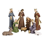 NATIVITY SET 9 PIECE WOOD LOOK 8" RESIN