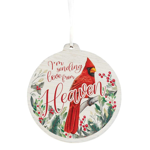 CARDINAL WOOD ORNAMENT I'M SENDING LOVE
