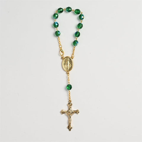 One decade emerald auto rosary gold