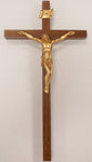 10'' Crucifix Walnut With Gold Coloured Corpus