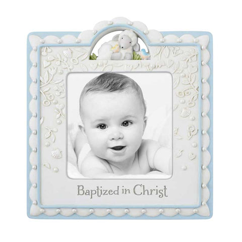 Baptism Frame Blue w/ White Lamb