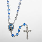 Blue Miraculous Glass Rosary