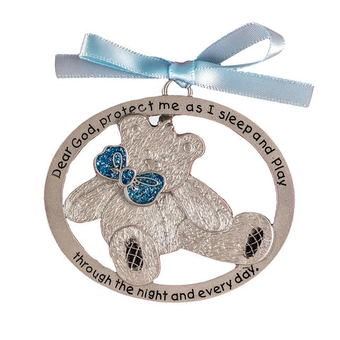 BLUE BEAR BAPTISM CRIB MEDAL
