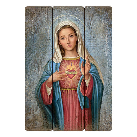 27" IMMACULATE HEART WOOD PALLET PLAQUE - LARGE