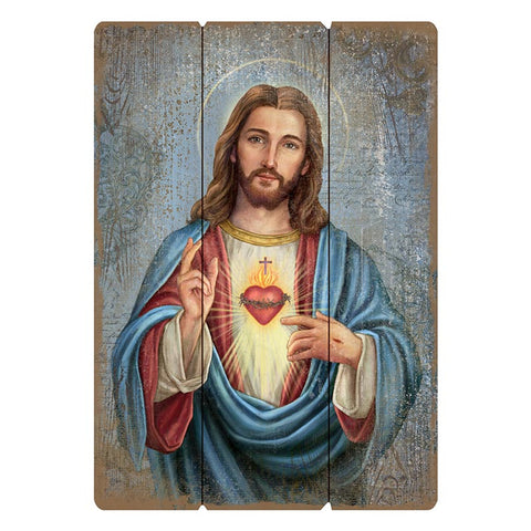 27" SACRED HEART WOOD PALLET PLAQUE - LARGE