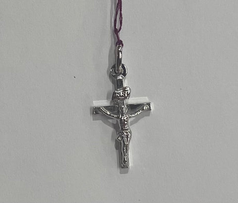 Sterling Silver Rhodium Plated Medium Square Tube Crucifix