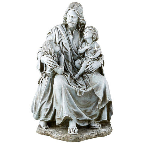 STATUE JESUS WITH CHILDREN OUTDOOR 16.5"