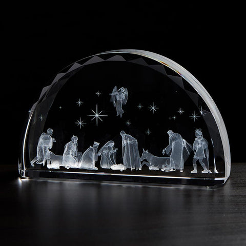 JEWELED CROSS NATIVITY SCENE ETCHED