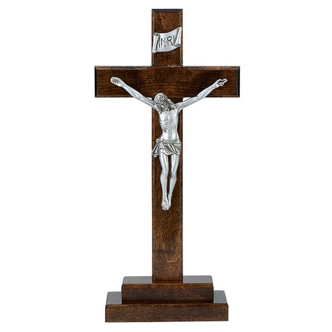Standing Walnut Crucifix 13 inch