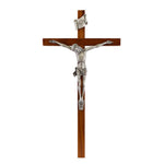 10" CRUCIFIX WALNUT W/ PEWTER CORPUS