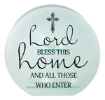 7" LORD BLESS THIS HOME GLASS TEALIGHT HOLDER