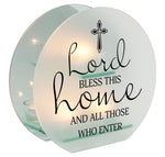 7" LORD BLESS THIS HOME GLASS TEALIGHT HOLDER