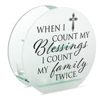 7" WHEN I COUNT MY BLESSINGS GLASS TEALIGHT HOLDER