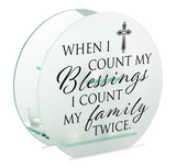 7" WHEN I COUNT MY BLESSINGS GLASS TEALIGHT HOLDER