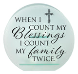 7" WHEN I COUNT MY BLESSINGS GLASS TEALIGHT HOLDER