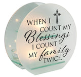 7" WHEN I COUNT MY BLESSINGS GLASS TEALIGHT HOLDER