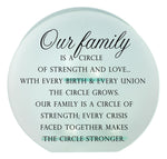 7" OUR FAMILY IS A CIRCLE OF STRENGTH GLASS TEALIGHT HOLDER