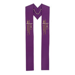 Embroidered Alpha Omega Stole PURPLE