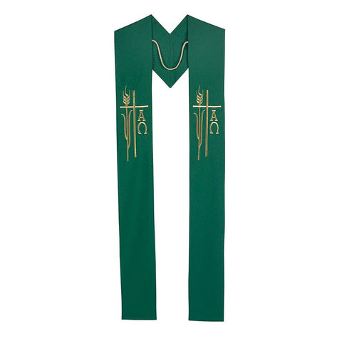 Embroidered Alpha Omega Stole GREEN