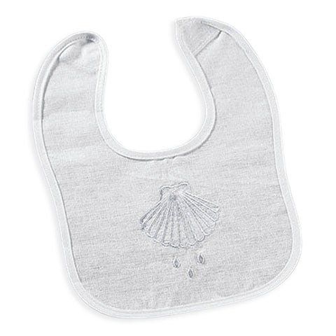 BAPTISM BIB W/EMBROIDERED SHELL