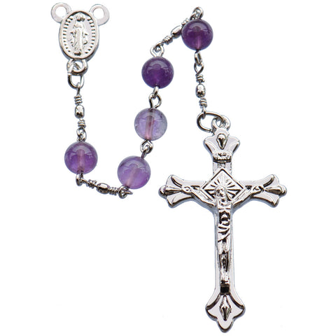 5 Decade Rosary Amethyst Round Bead - 6mm