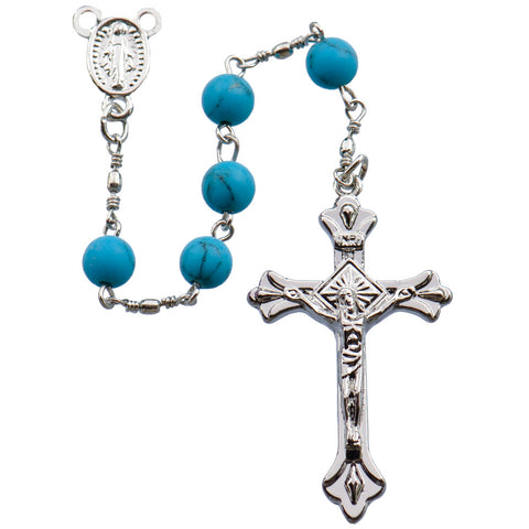 5 Decade Rosary Turquoise Round Bead - 6mm