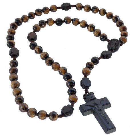 ROSARY 8MM TIGER EYE JUJUBE WOOD