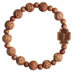 Rose Carved Jujube Wood Rosary Bracelet - 10mm