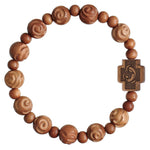 Rose Carved Jujube Wood Rosary Bracelet - 10mm