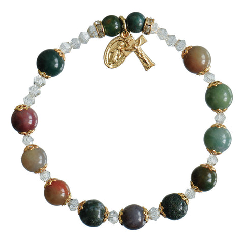Genuine Multicolor Onyx Rosary Bracelet - 8mm