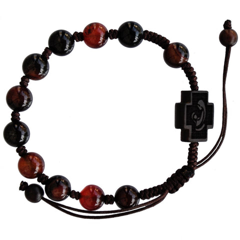 ROSARY BRACELET Adjustable Agate & Jujube Wood 8mm